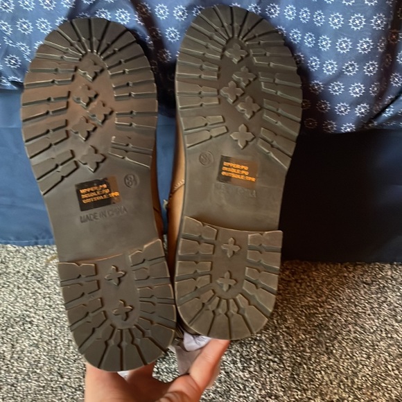 NWT/ NIB!  Dark Tan Combat Boots, women size 8.5 - Picture 8 of 11